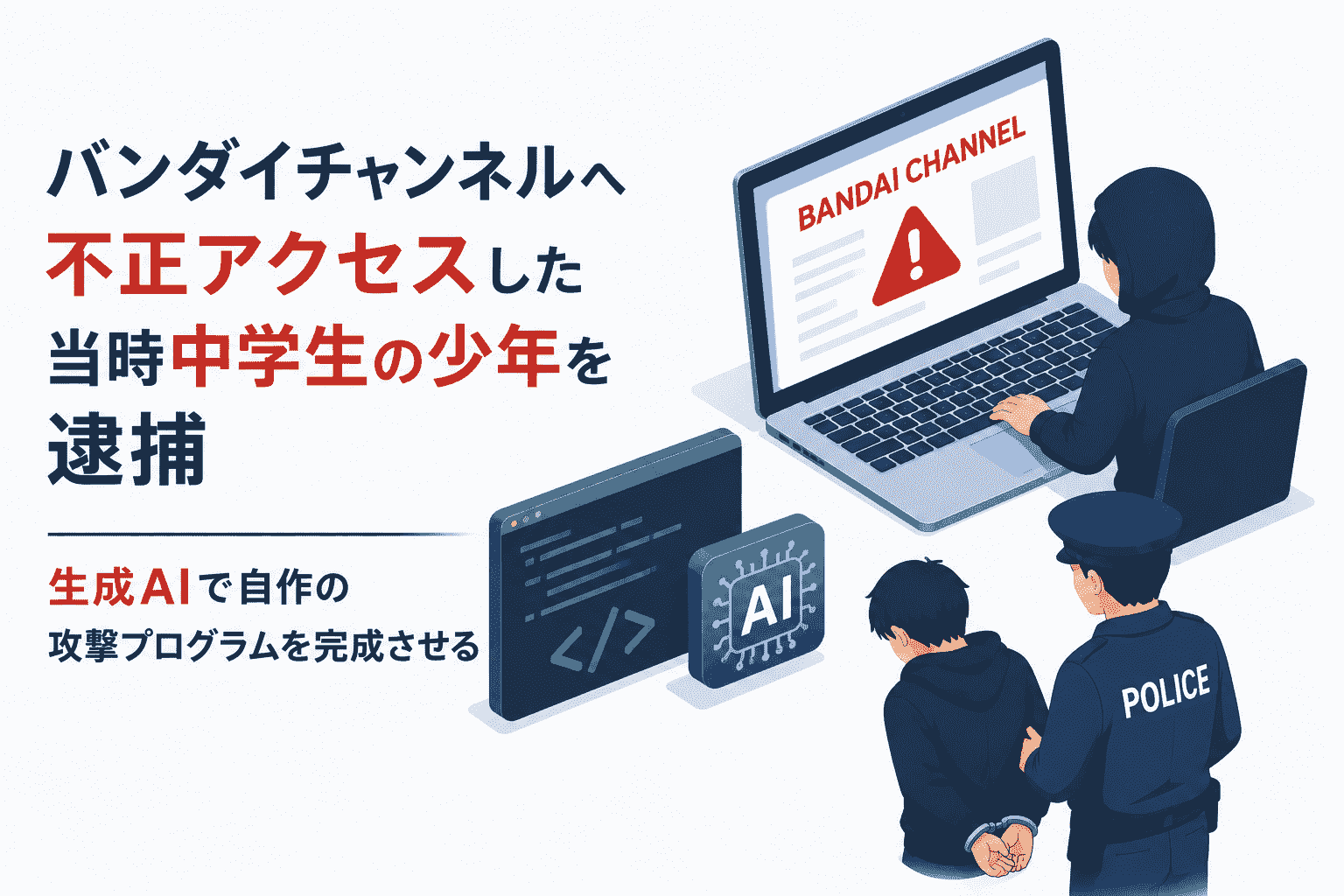 バンダイチャンネルへ不正アクセスした当時中学生の少年を逮捕-生成AIで自作のプログラムを完成させる