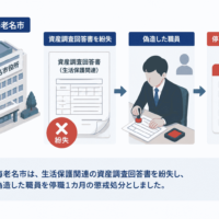 神奈川県 海老名市、生活保護関連の資産調査回答書を紛失し偽造した職員を停職1カ月に処分