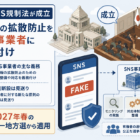 選挙SNS規制法が成立、偽情報の拡散防止をSNS事業者に義務付け-罰則新設は見送り、2027年春の統一地方選から適用