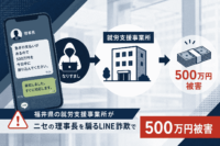福井県の就労支援事業所がニセの理事長を騙るLINE 詐欺で500万円被害