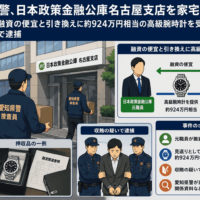 愛知県警、日本政策金融公庫名古屋支店を家宅捜索-元職員が融資の便宜と引き換えに約924万円相当の高級腕時計を受領、収賄容疑で逮捕