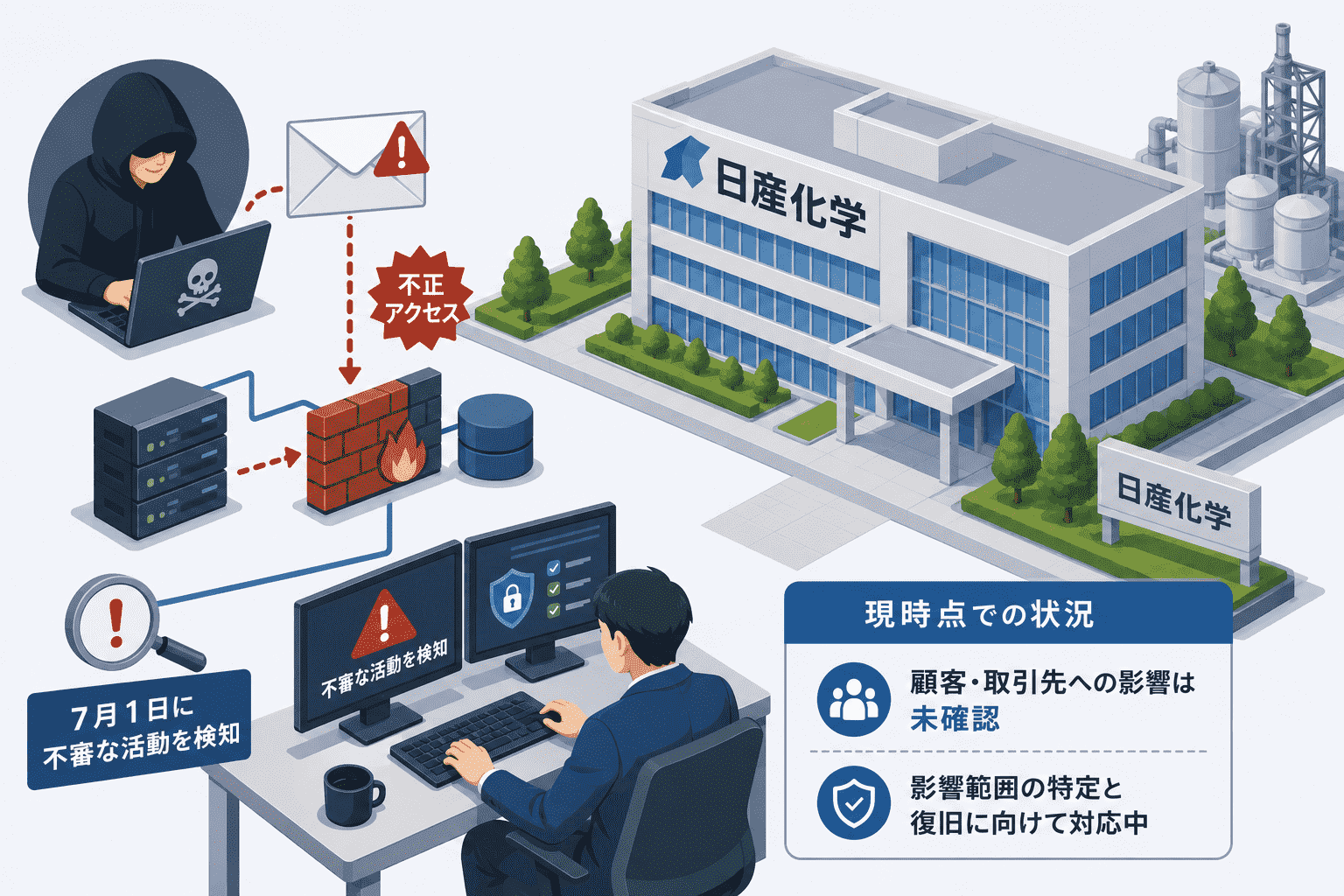 日産化学、システムへの不正アクセスを公表-7月1日に不審な活動を検知、現時点で顧客・取引先への影響は未確認