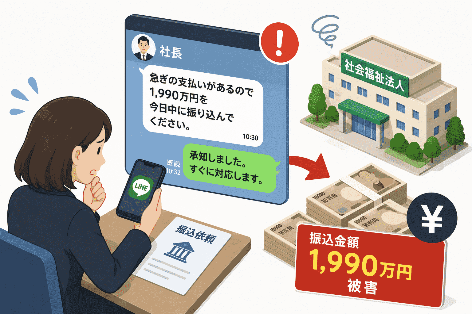 大分県の社会福祉法人が社長を騙るLINE 詐欺で1,990万円被害