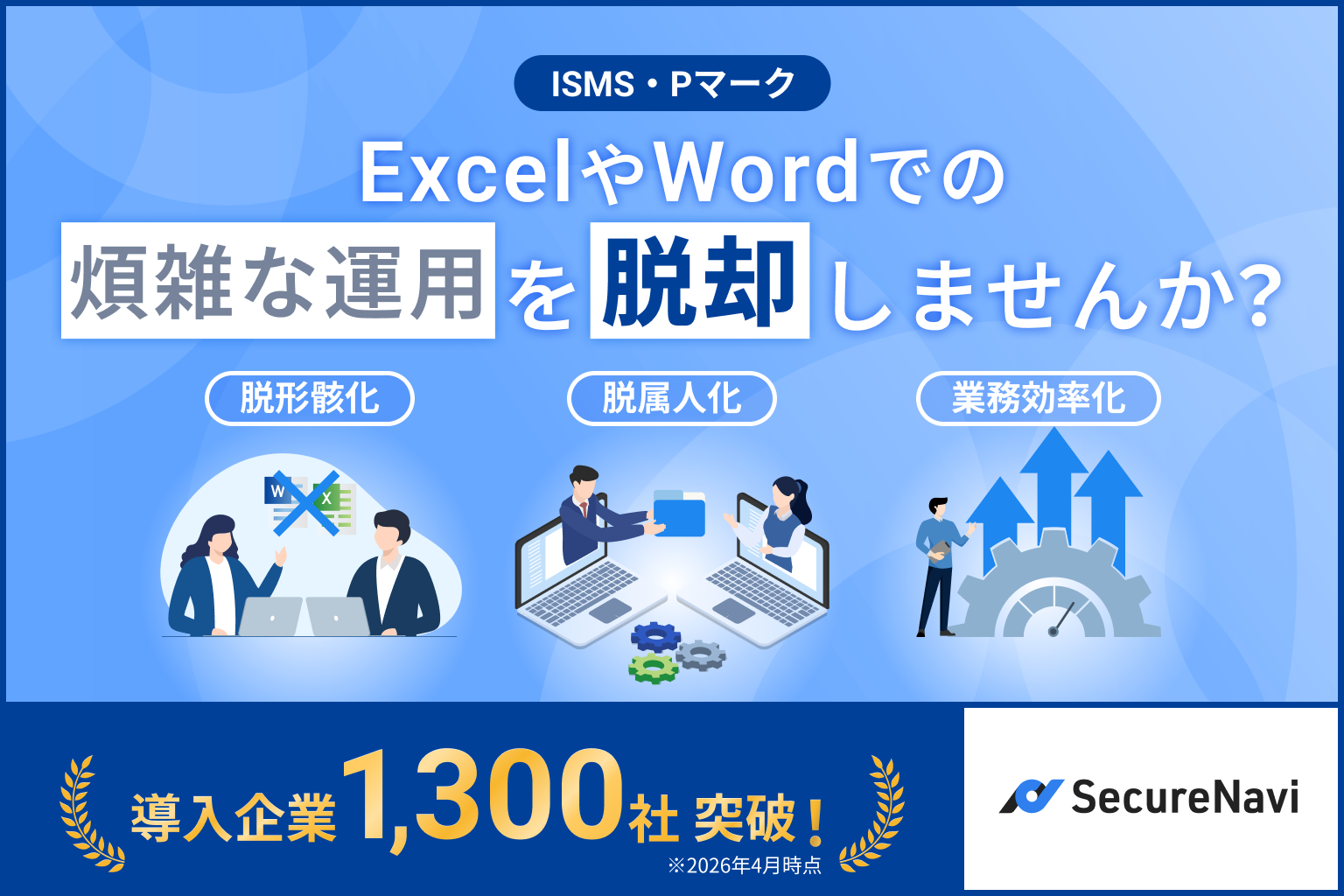 ISMS認証・Pマークの取得・運用を効率化 Excel・Word管理から脱却する「SecureNavi」サービス資料