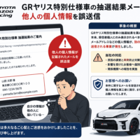Toyota GAZOO Racing、GRヤリス特別仕様車の抽選結果メールで他人の個人情報を誤送信