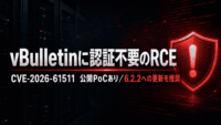 vBulletinに認証不要のRCE 脆弱性 CVE-2026-61511、公開PoCありで6.2.2への更新を推奨
