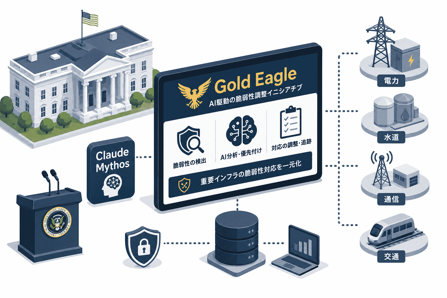 ホワイトハウス、AI駆動の脆弱性調整イニシアチブ「Gold Eagle」を発表-Claude Mythos等を活用し重要インフラの脆弱性対応を一元化