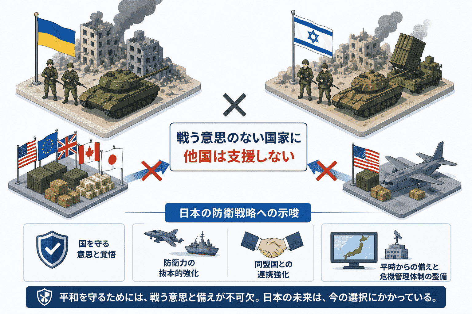 戦争時、戦う意思のない国家に他国は支援しない-ウクライナ・イスラエルの教訓と日本の防衛戦略への示唆