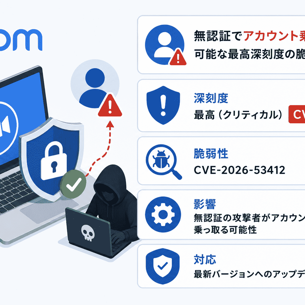 Zoom、無認証でアカウント乗っ取りが可能な最高深刻度の脆弱性を修正