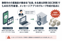 静岡市の介護施設が親会社「社長」を名乗る詐欺(BEC詐欺)で5,400万円被害、メッセージアプリのグループ作成が起点に