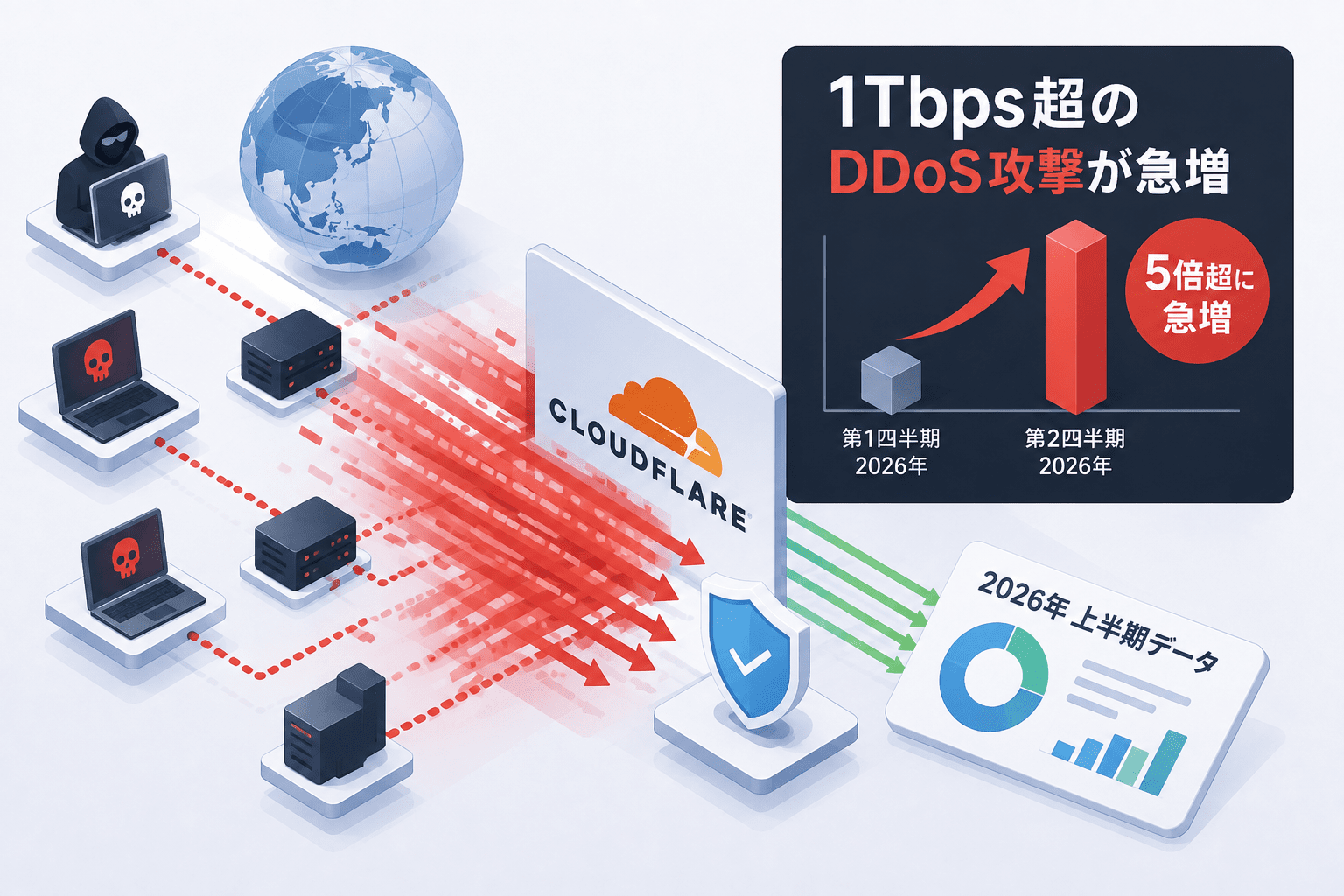 1Tbps超のDDoS攻撃が第2四半期に5倍超に急増 Cloudflareが2026年上半期データを発表