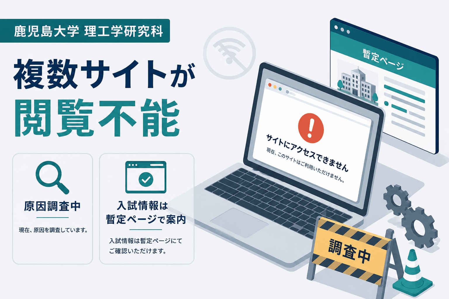 鹿児島大学理工学研究科、複数サイトが閲覧不能　原因調査中、入試情報は暫定ページで案内