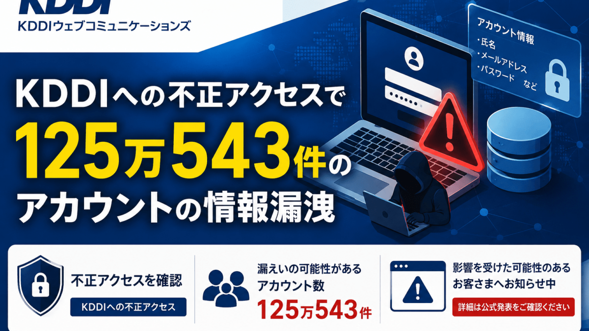 KDDIウェブコミュニケーションズ、KDDIへの不正アクセスで125万543件の