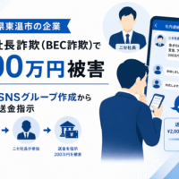 愛媛県東温市の企業がニセ社長詐欺(BEC詐欺)で200万円被害、SNSグループ作成から送金指示
