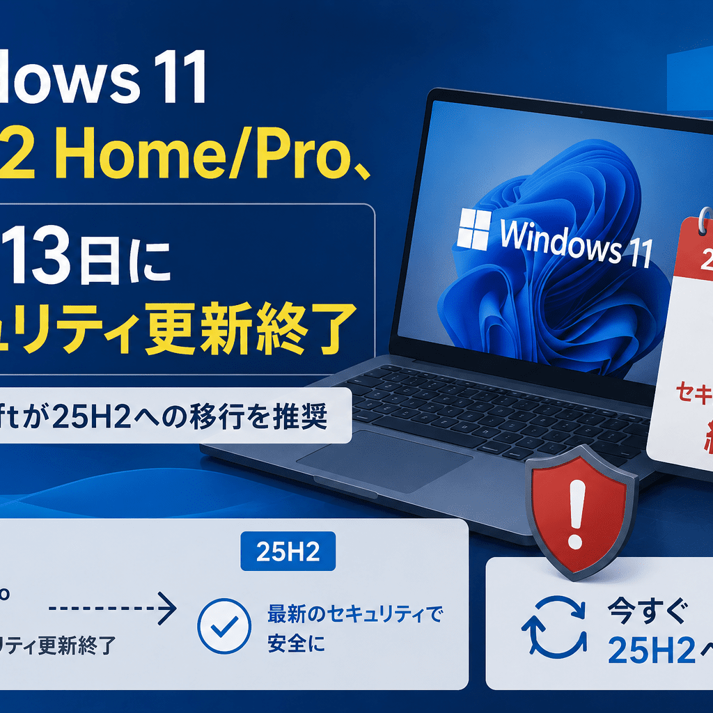 Windows 11 24H2 Home/Pro、10月13日にセキュリティ更新終了 Microsoft