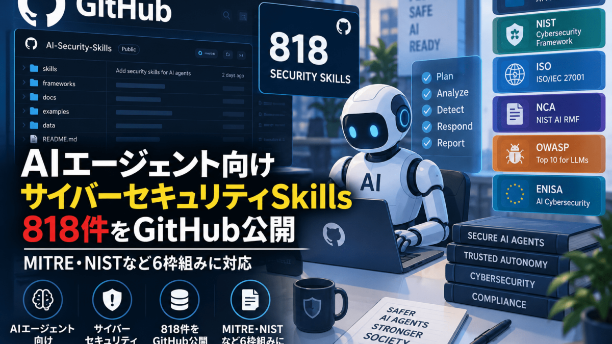 AIエージェント向け サイバーセキュリティSkills 818件をGitHub公開