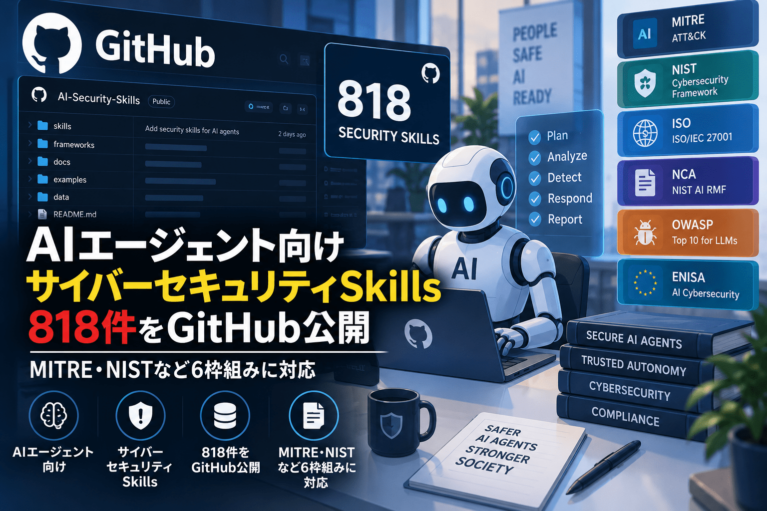AIエージェント向け サイバーセキュリティSkills 818件をGitHub公開　MITRE・NISTなど6枠組みに対応