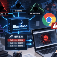 中国系を含む4攻撃グループがChromeゼロデイ攻撃基盤「BlueMoon」を共有、CVE-2026-85046などを連鎖悪用