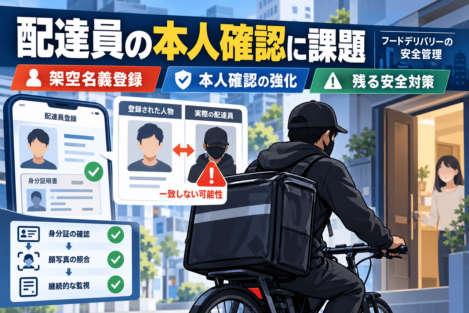 外国人 フードデリバリー 配達員、架空名義登録で女児への不同意わいせつ容疑　Uber Eats・出前館の本人確認と残る課題