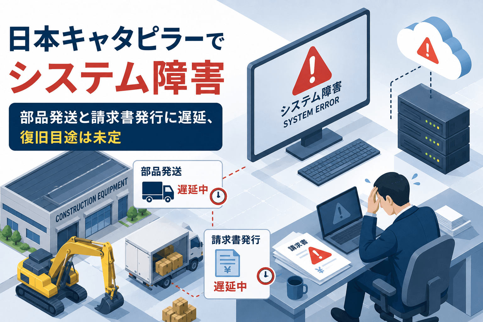 日本キャタピラーでシステム障害　部品発送と請求書発行に遅延、復旧目途は未定