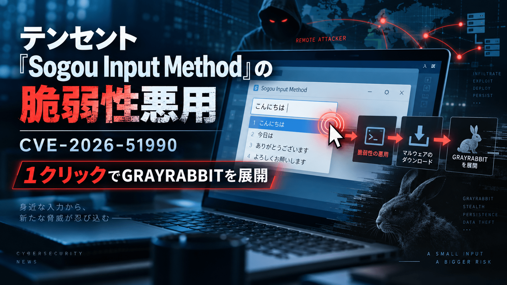 テンセント「Sogou Input Method」の脆弱性CVE-2026-51990を中国系ハッカーが悪用　1クリックでGRAYRABBITを展開