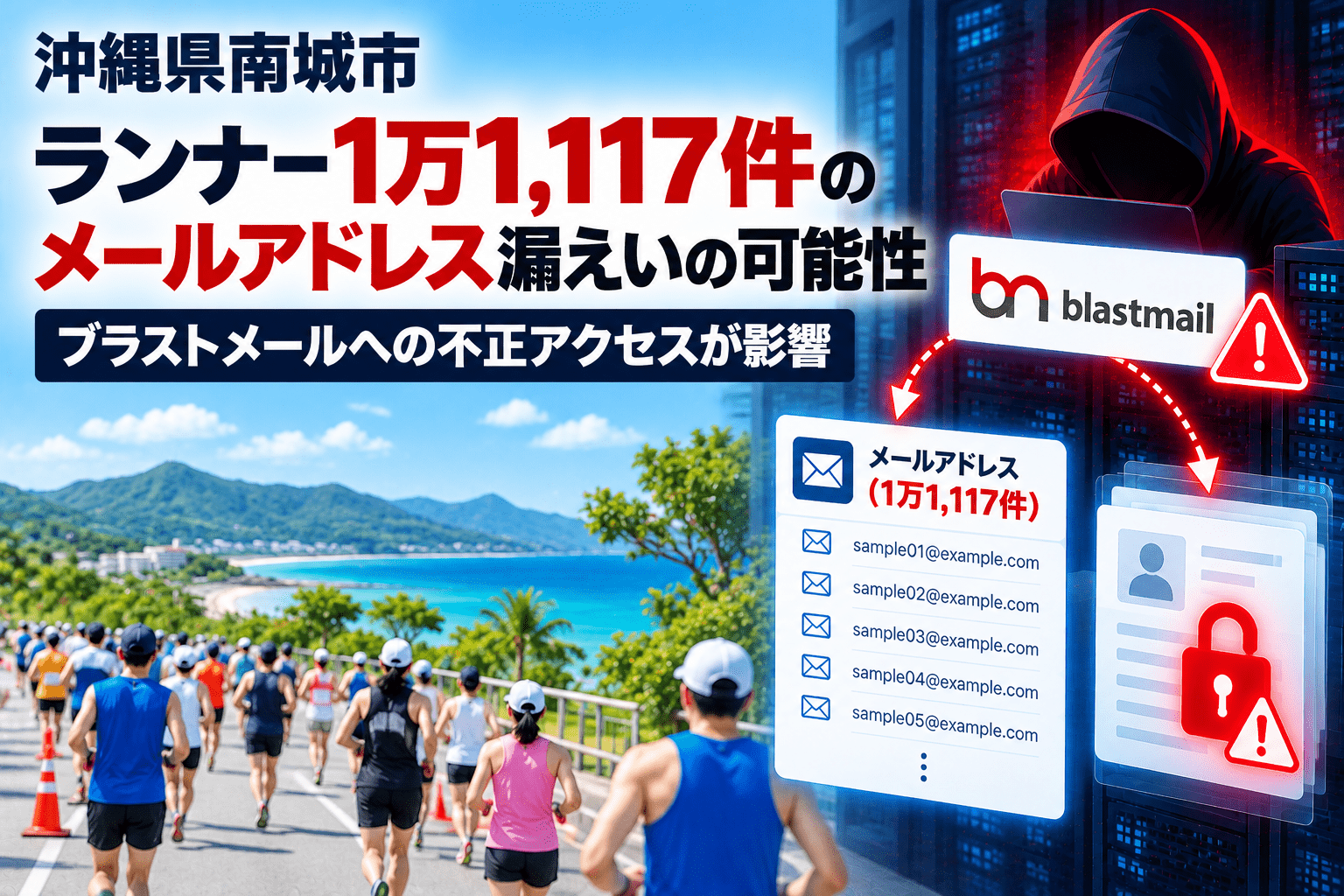 沖縄県南城市「尚巴志ハーフマラソン」、ランナー1万1,117件のメールアドレス漏えいの可能性　ブラストメールへの不正アクセスが影響