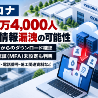コロナ、8月のサイバー攻撃で約2万4,000人個人情報漏洩の可能性-クラウドからのダウンロード確認、多要素認証(MFA)未設定も判明