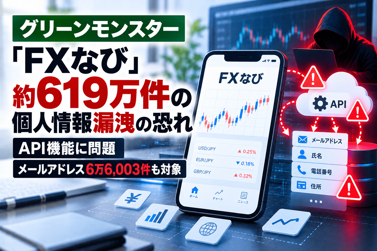 グリーンモンスター「FXなび」にサイバー攻撃、個人情報漏えいのおそれ　約619万件のユーザー情報等が対象