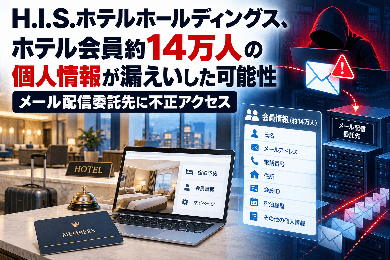 H.I.S.ホテルホールディングス、ホテル会員約14万人の個人情報が漏えいした可能性　メール配信委託先に不正アクセス