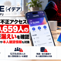 キャッシュレス アプリ IDARE(イデア)に不正アクセスによるサイバー攻撃、12万9,659人の個人情報漏えいを確認―残高・取引履歴や本人確認情報も対象