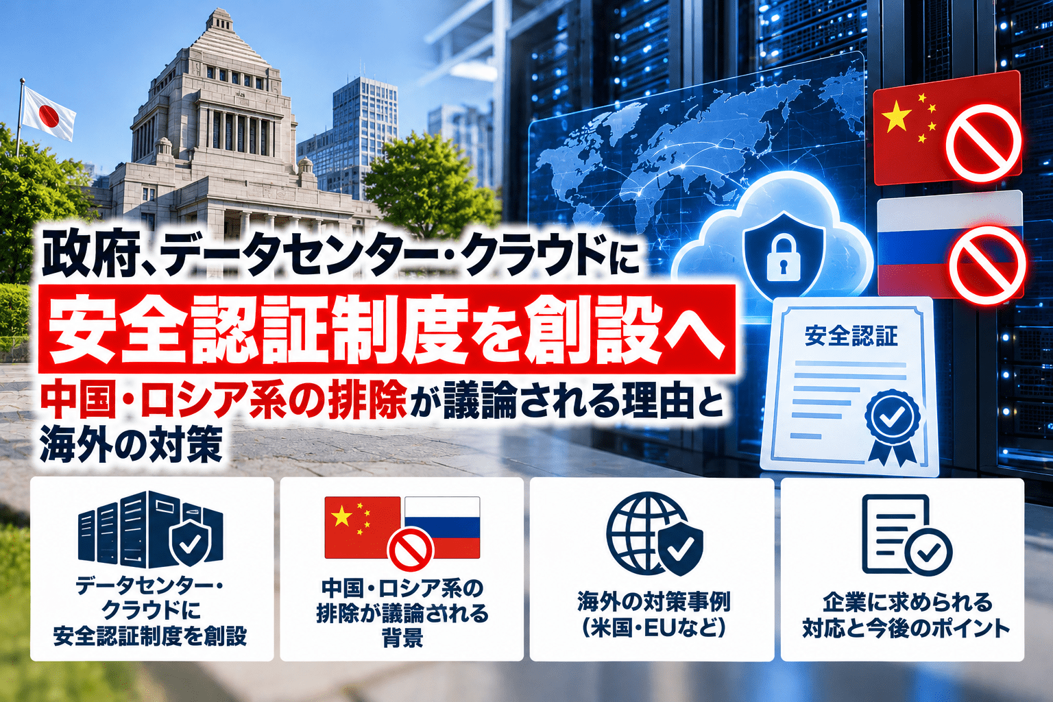 政府、データセンター・クラウドに安全認証制度を創設へ―中国・ロシア系の排除が議論される理由と海外の対策