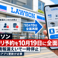 ローソン、個人情報漏えいで停止したアプリ予約を10月19日に全面再開―利用にはアプリ更新が必要