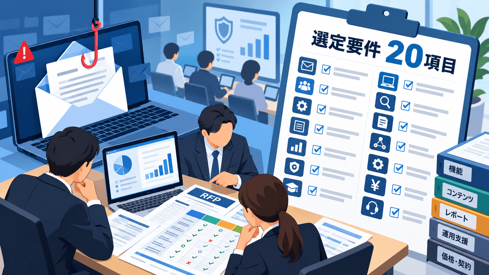 標的型攻撃メール訓練サービスの選定要件｜RFP・比較表に入れたい20項目