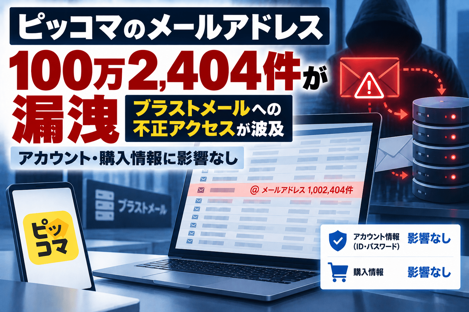 ピッコマのメールアドレス100万2,404件が漏洩、ブラストメールへの不正アクセスが波及