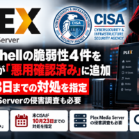 Plex2Shellの脆弱性4件を米CISAが「悪用確認済み」に追加、10月23日までの対処を指定―Plex Media Serverの侵害調査も必要