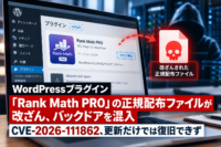 WordPressの人気 プラグイン「Rank Math PRO」の正規配布ファイルが改ざん、バックドアを混入―CVE-2026-111862、更新だけでは復旧できず