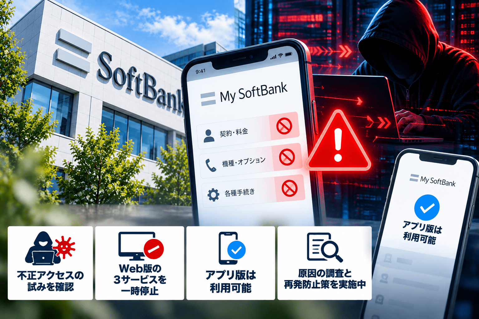 ソフトバンク「My SoftBank」に不正アクセスの試み、Web版の3サービスを一時停止―アプリ版は利用可能
