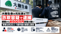 大樹生命の元社員を詐欺容疑で逮捕、顧客から約500万円詐取の疑い―警察は約20人・1億円超の被害も捜査