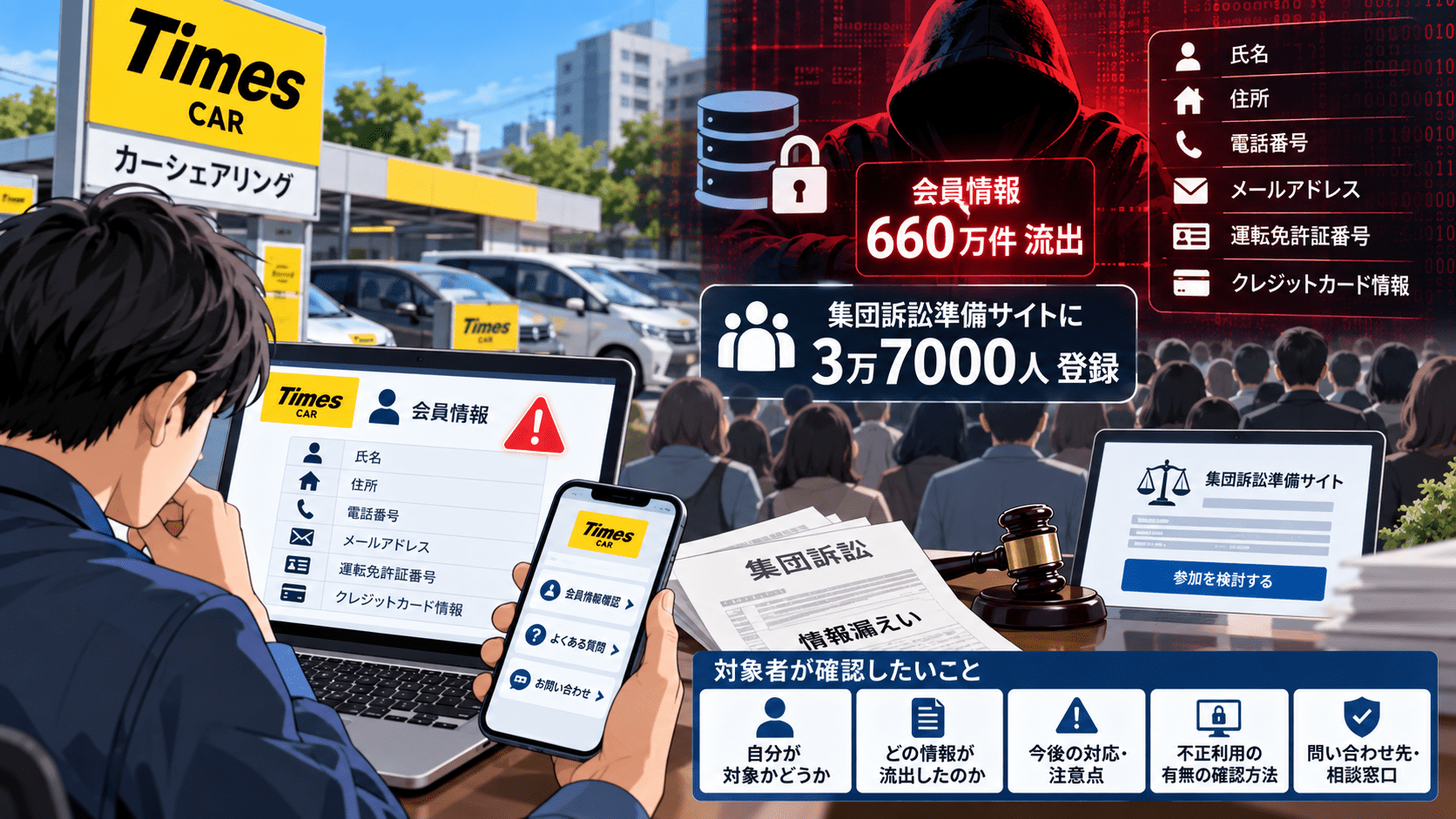 タイムズカーのサイバー攻撃による個人情報漏洩で集団訴訟準備サイトに3万7000人登録-対象者が確認したいこと